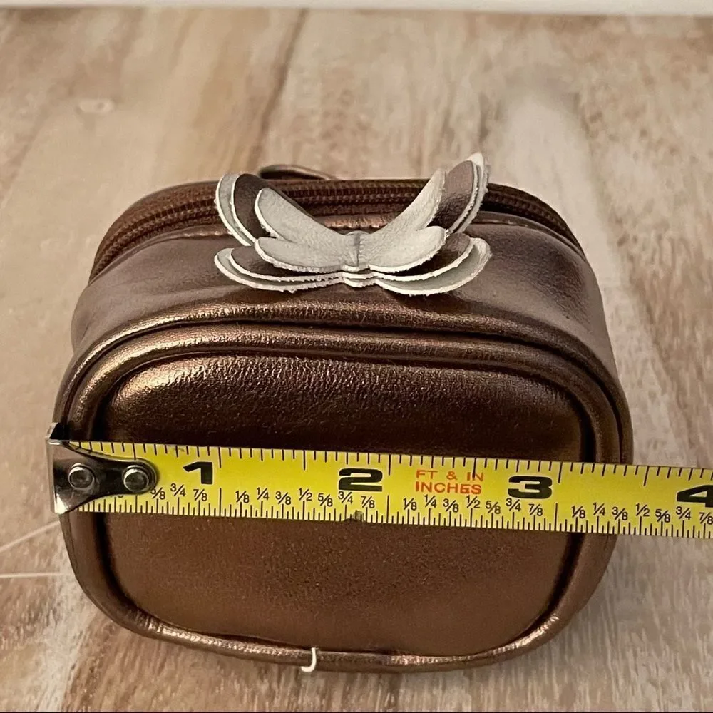 NWT Claire’s metallic brown little zipper jewelry train case with 3D Butterfly
